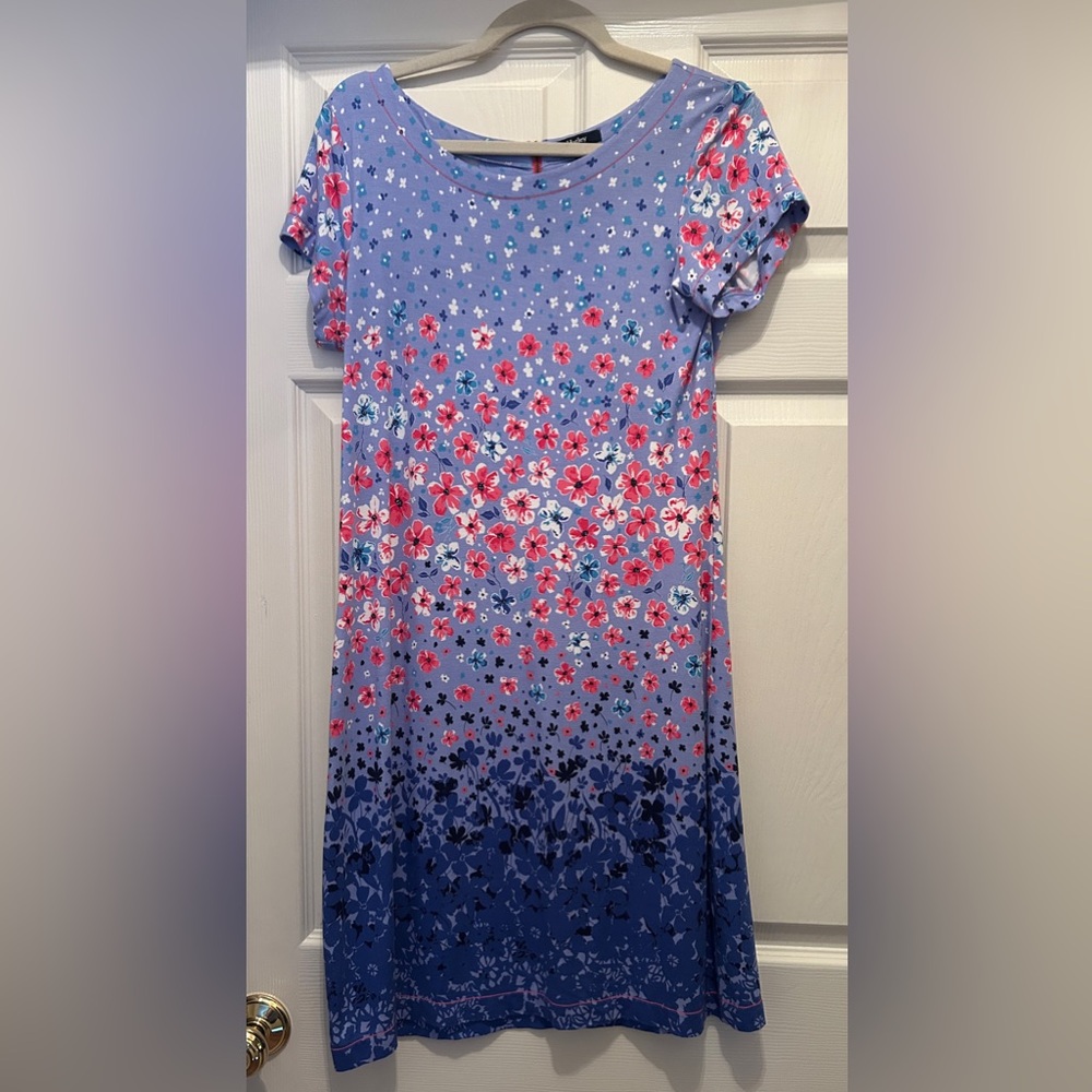 Hatley Lavender Dress with Blue and White Floral Pattern size M